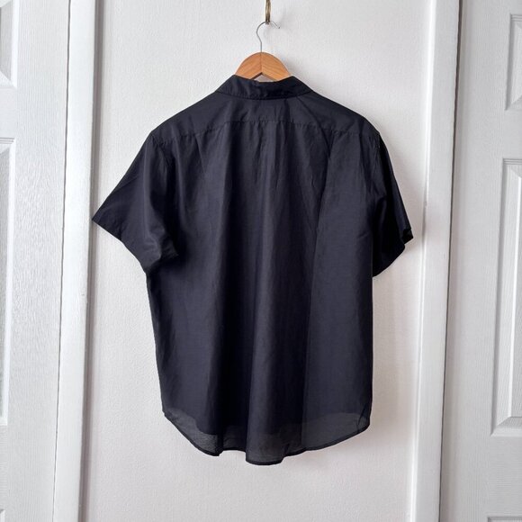 6397 No.6 Black Button Up Short Sleeve Cotton Silk Shirt - Picture 7 of 8